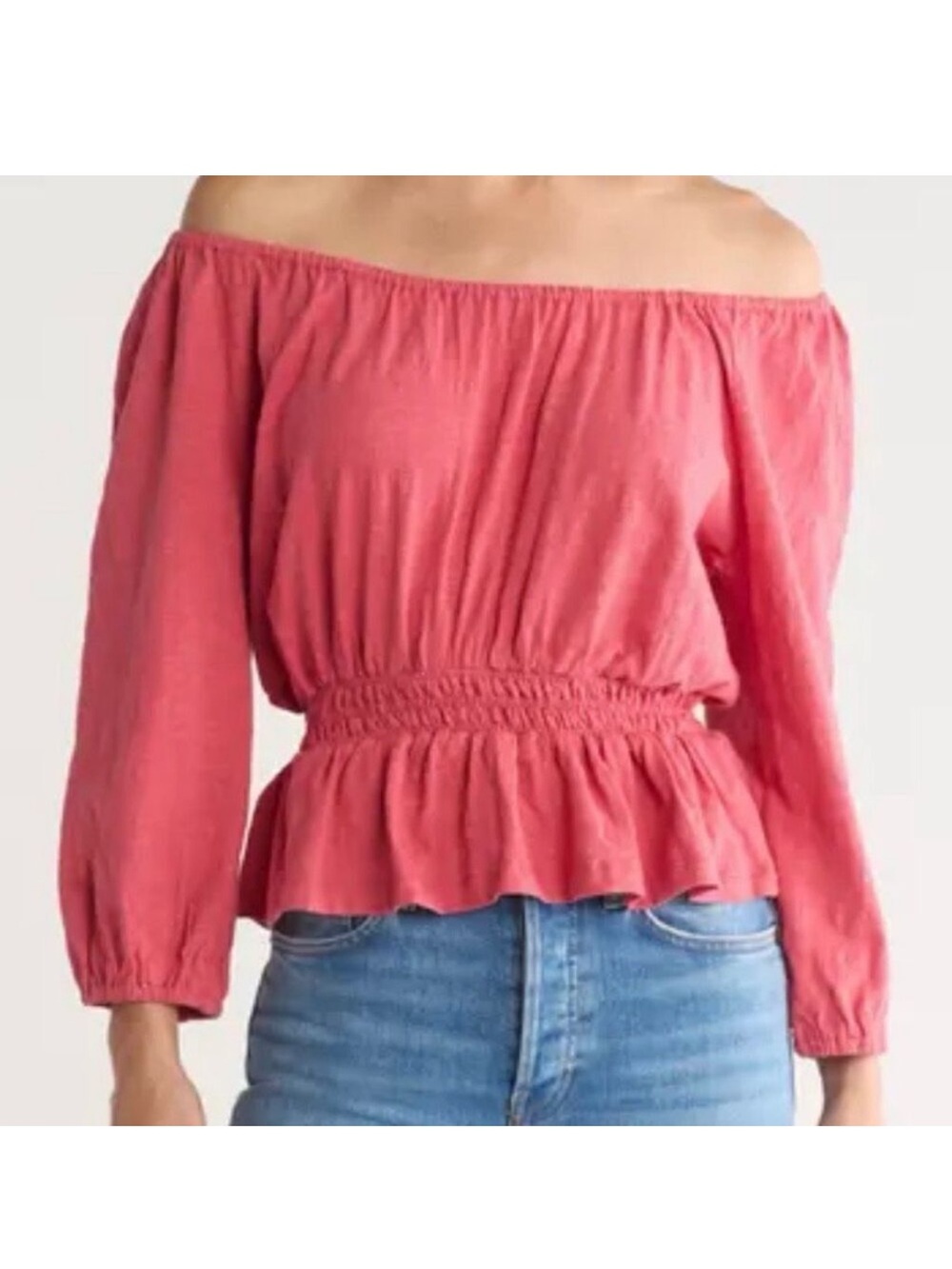 Marine Layer Pink Smocked Cotton Blouse Size Small